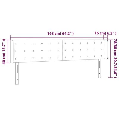 vidaXL Čelo postele s LED tmavosivé 163x16x78/88 cm látka