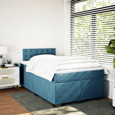 vidaXL Boxspring posteľ s matracom, tmavomodrá 120x190 cm, zamat