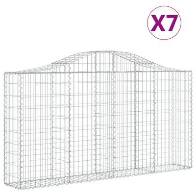 vidaXL Oblúkové gabiónové koše 7ks 200x30x100/120cm pozinkované železo