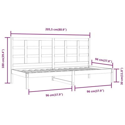 vidaXL Denná posteľ s matracom biela 90x200 cm masívna borovica