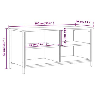 vidaXL TV skrinka sivý dub sonoma 100x40x50 cm spracované drevo