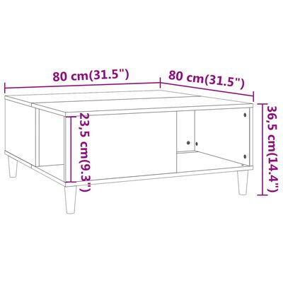 vidaXL Konferenčný stolík sivý dub sonoma 80x80x36,5 spracované drevo