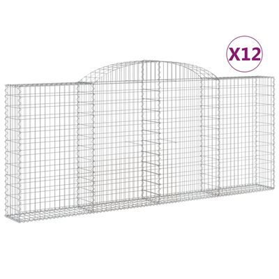 vidaXL Oblúkové gabionové koše 12 ks 300x30x120/140 cm pozink. železo