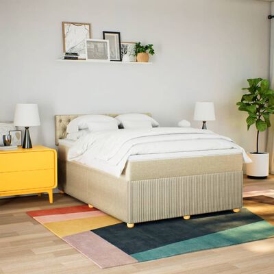 vidaXL Boxspring posteľ s matracom krémový 140x190 cm látka