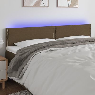 vidaXL Čelo postele s LED tmavohendé 180x5x78/88 cm látka