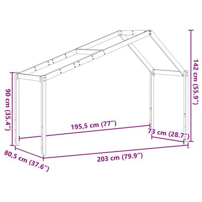 vidaXL Strecha na detskú posteľ voskovohnedá 203x80,5x142 cm borovica