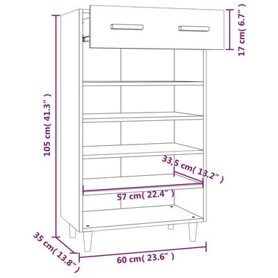 vidaXL Botník čierny 60x35x105 cm spracované drevo