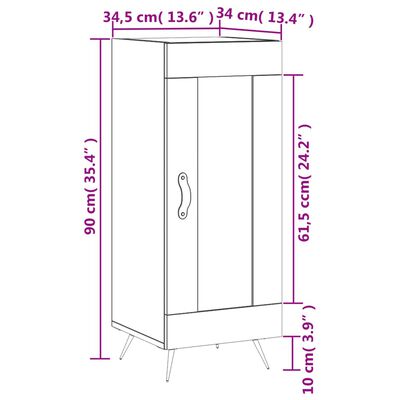 vidaXL Komoda biela 34,5x34x90 cm spracované drevo