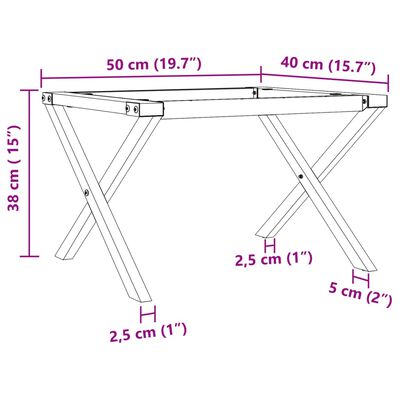 vidaXL Nohy konferenčného stolíka X-rám 50x40x38 cm liatina