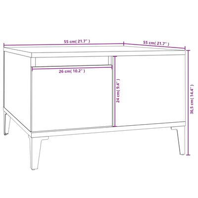 vidaXL Konferenčný stolík sivý dub sonoma 55x55x36,5 spracované drevo