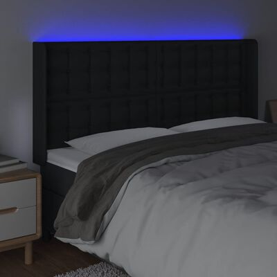vidaXL Čelo postele s LED čierne 163x16x118/128 cm umelá koža