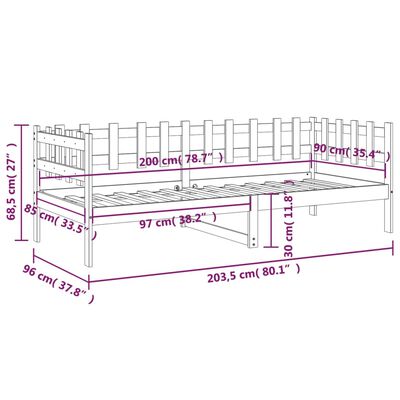 vidaXL Denná posteľ s matracom 90x200 cm masívna borovica