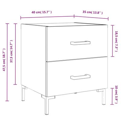 vidaXL Nočné stolíky 2 ks biele 40x35x47,5 cm kompozitné drevo