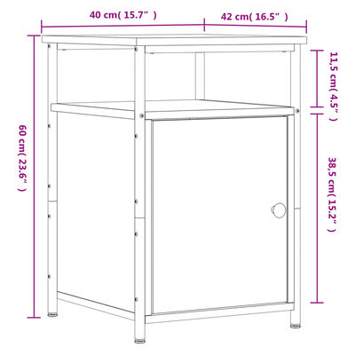 vidaXL Nočné stolíky 2 ks dymový dub 40x42x60 cm kompozitné drevo