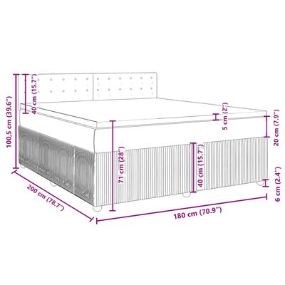 vidaXL Posteľný rám boxsping s matracom bledosivý 180x200 cm zamat