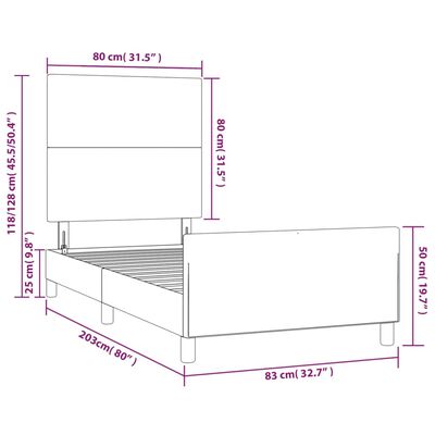 vidaXL Posteľný rám s čelom sivý 80x200 cm umelá koža