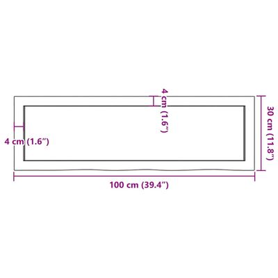 vidaXL Nástenná polica tmavohnedá 100x30x(2-6)cm ošetrený dubový masív