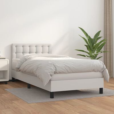 vidaXL Boxspring posteľ s matracom biela 90x200 cm umelá koža