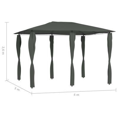 vidaXL Altánok s poťahmi na stĺpiky 3x4x2,6 m, antracitový 160 g/m²