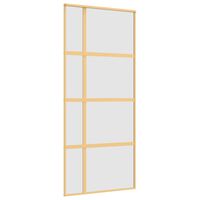 vidaXL Posuvné dvere zlaté 90x205 cm matné ESG sklo a hliník