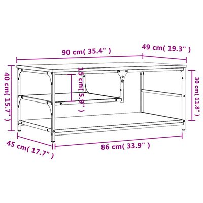 vidaXL Konferenčný stolík dymový dub 90x49x40 cm kompozitné drevo