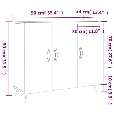 vidaXL Komoda vysoký lesk biela 90x34x80 cm kompozitné drevo