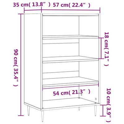 vidaXL Vysoká skrinka dymový dub 57x35x90 cm kompozitné drevo