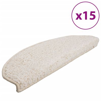 vidaXL Kobercové nášľapy na schody 15 ks biele 65x21x4 cm