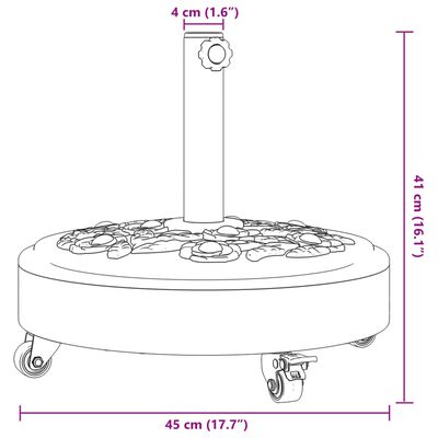 vidaXL Podstavec pod slnečník s kolesami pre Ø38/48 mm tyče 27 kg kruh