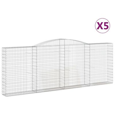 vidaXL Oblúkové gabionové koše 5 ks 400x30x140/160 cm pozink. železo