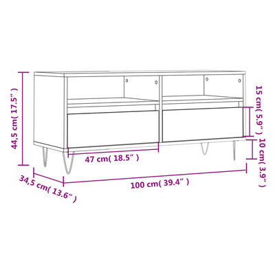 vidaXL TV skrinka lesklá biela 100x34,5x44,5 cm kompozitné drevo