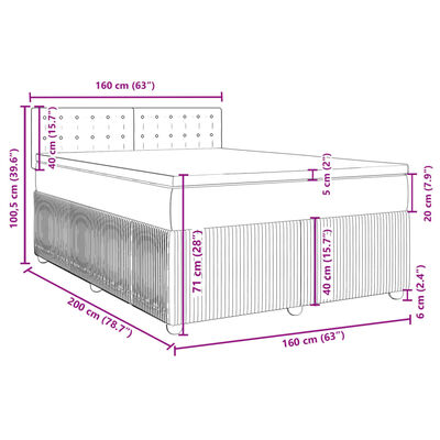 vidaXL Posteľný rám boxsping s matracom modrý 160x200 cm zamat