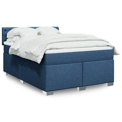 vidaXL Posteľný rám boxspring s matracom modrý 160x200 cm látka