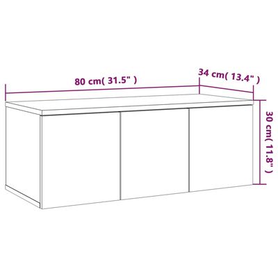 vidaXL TV skrinka sivý dub sonoma 80x34x30 cm spracované drevo