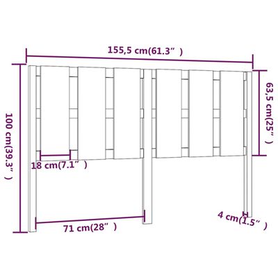 vidaXL Čelo postele čierne 155,5x4x100 cm masívna borovica