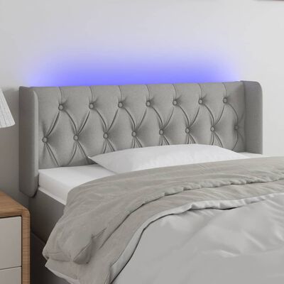 vidaXL Čelo postele s LED bledosivé 93x16x78/88 cm látka