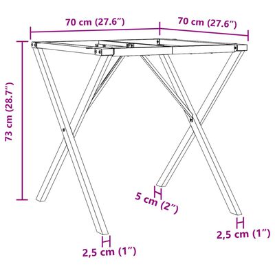 vidaXL Nohy jedálenského stola X-rám 70x70x73 cm liatina