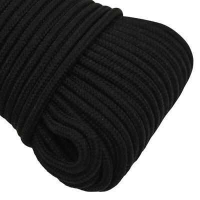 vidaXL Pracovné lano čierne 4 mm 250 m polyester