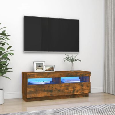 vidaXL TV skrinka s LED, tmavý dub 100x35x40 cm