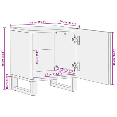 vidaXL Nočné stolíky 2 ks 40x34x46 cm masívne recyklované drevo