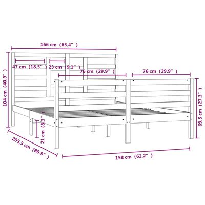 vidaXL Posteľný rám bez matraca, drevený masív 160x200 cm