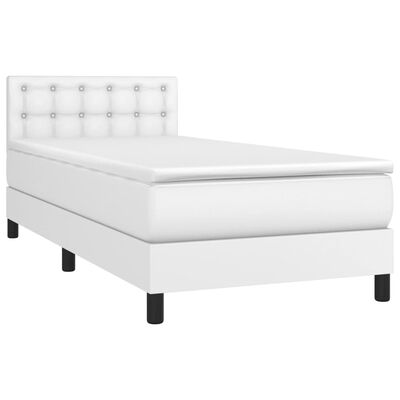 vidaXL Boxspring posteľ s matracom biela 90x200 cm umelá koža