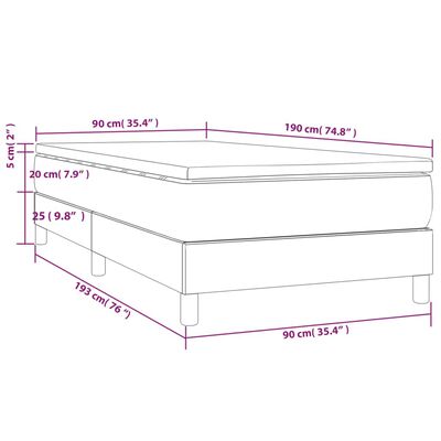 vidaXL Posteľný rám boxspring s matracom sivohnedý 90x190 cm látka