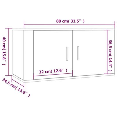 vidaXL Nástenné TV skrinky 2 ks dymový dub 80x34,5x40 cm