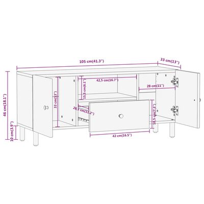 vidaXL TV skrinka 105x33x46 cm masívne mangovníkové drevo