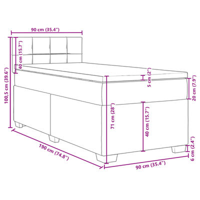 vidaXL Posteľný rám boxspring s matracom sivohnedý 90x190 cm látka