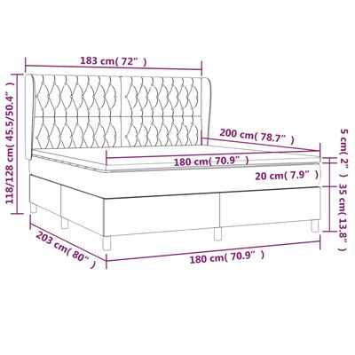 vidaXL Posteľný rám boxspring s matracom sivohned 180x200 cm látka