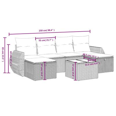 vidaXL 6-dielna záhr.sedacia súprava s vankúšmi mix béžovej polyratan