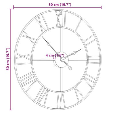 vidaXL Nástenné hodiny čierne Ø50 cm železo