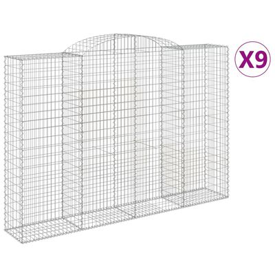 vidaXL Oblúkové gabionové koše 9ks 300x30x200/220cm pozinkované železo